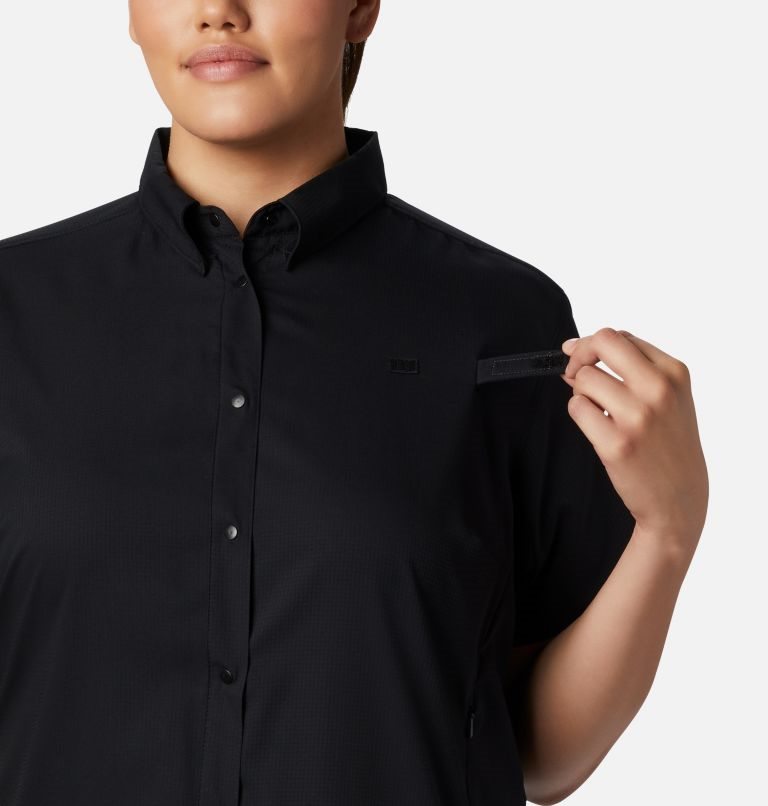 Women's Columbia PFG Tamiami II Short Sleeve Shirts Black | Plus Size CA-MC6LA